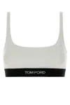 Tom Ford White Bralette With Contrasting Logo Print In Modal Stretch Woman In White