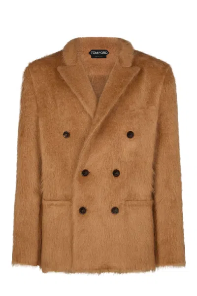 Tom Ford Mohair Db Jacket In Brown