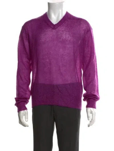 Pre-owned Tom Ford Mohair V-neck Pullover In Purple