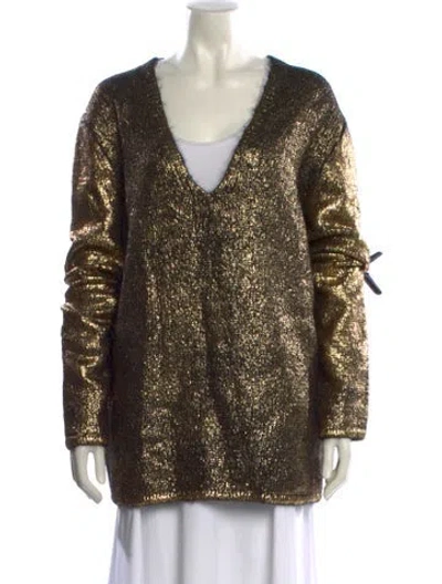 Pre-owned Tom Ford Mohair V-neck Sweater In Gold