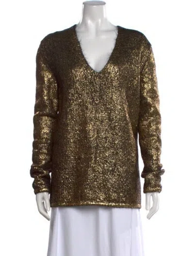 Pre-owned Tom Ford Mohair V-neck Sweater W/ Tags In Brown