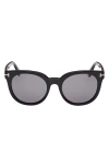 Tom Ford Moira 53mm Polarized Butterfly Sunglasses In Shiny Black / Smoke