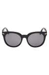 Tom Ford Moira 53mm Polarized Butterfly Sunglasses In Shiny Black/smoke