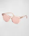 Tom Ford Women's Transparent Pink Moira Round Sunglasses In Transp Powder Rose Photochromic Antique Rose Lenses