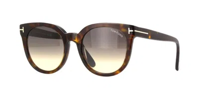 Pre-owned Tom Ford Moira Ft 1109 Dark Havana/grey To Brown Shaded (52b) Sunglasses