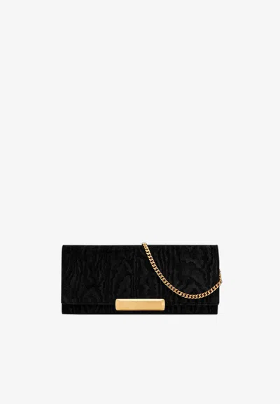 Tom Ford Moire Velvet Bar Clutch In Black