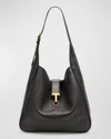 Tom Ford Monarch Large Hobo Bag In Leather In Black