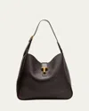 Tom Ford Monarch Large Hobo Bag In Leather In Saddle Brown