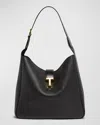 Tom Ford Monarch Medium Hobo Bag In Leather In Black