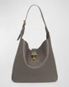 Tom Ford Monarch Medium Hobo Bag In Leather In Graphite