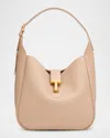 Tom Ford Monarch Medium Hobo Bag In Leather In Sand