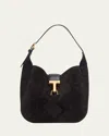 Tom Ford Monarch Small Hobo Bag In Python-effect Suede