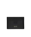 Tom Ford Black T Line Card-holder With Gold-colored Embossed Logo In Grainy Leather Man