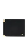 Tom Ford Black Small Grain Leather Money Clip Wallet In Black