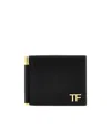 Tom Ford Money Clip Leather Wallet In Black