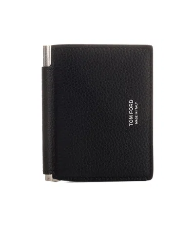 Tom Ford Money-clip Leather Wallet In Black