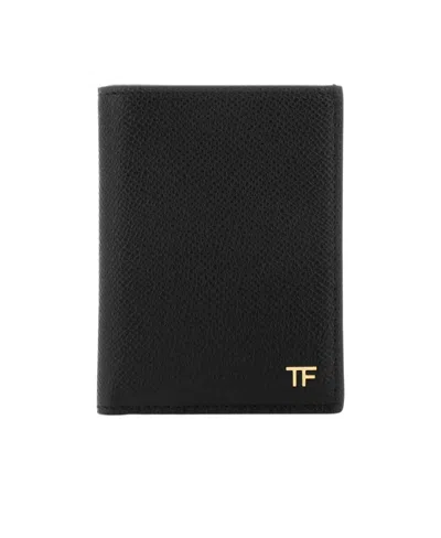 Tom Ford Monogram Leather Wallet In Black