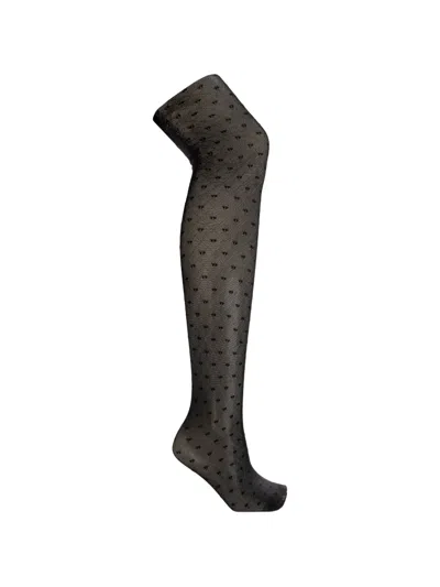 Tom Ford Monogram-pattern Diamond-knit Tights In Black