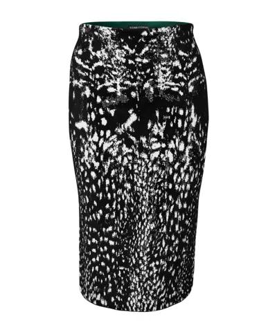 Tom Ford Mottled Knit Midi Skirt In Black