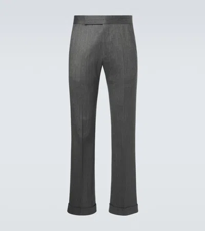 Tom Ford Mouliné Wool Twill Straight Pants In Gray