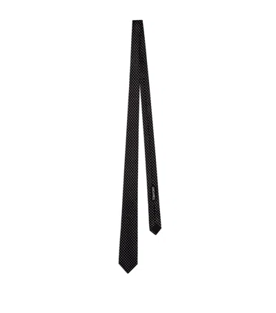 Tom Ford Mulberry Silk Jacquard Tie In Black
