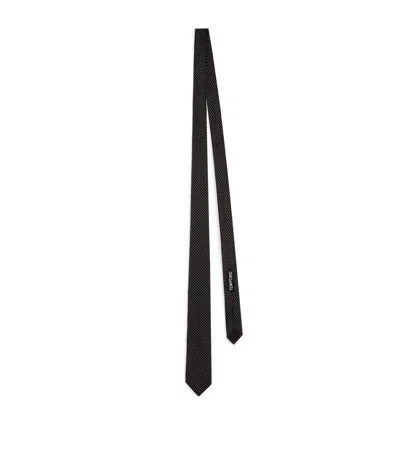 Tom Ford Mulberry Silk Micro-dot Tie In Black