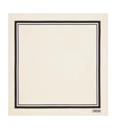 Tom Ford Mulberry Silk Pocket Square In White