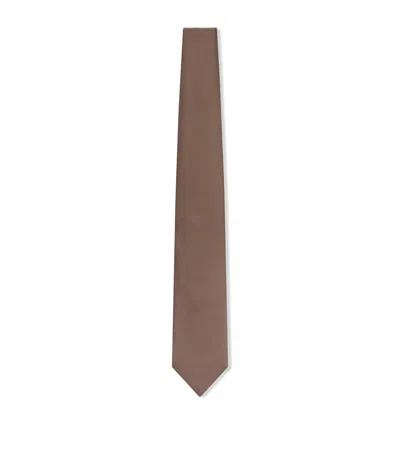 Tom Ford Mulberry Silk Twill Tie In Brown
