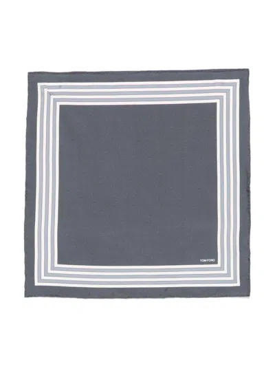 Tom Ford Multi Frame Silk Pocket Square Accessories In Grey
