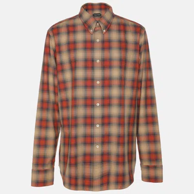 Pre-owned Tom Ford Multicolor Check Cottn Button Front Shirt S
