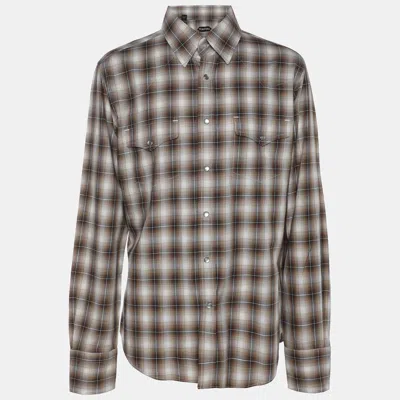 Pre-owned Tom Ford Multicolor Check Print Cotton Button Front Shirt Xl