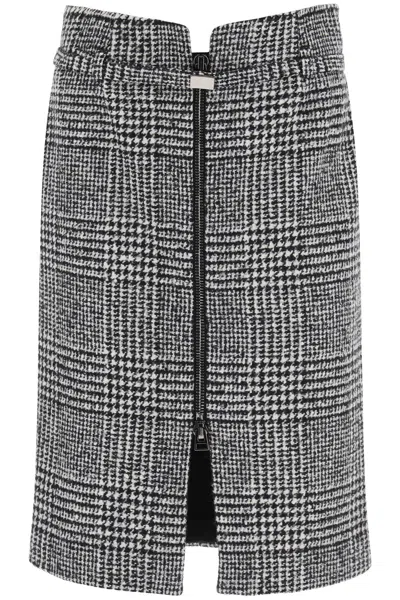 TOM FORD MULTICOLOR HOUNDSTOOTH SKIRT WITH COORDINATED WAIST BELT