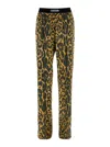 Tom Ford Multicolor Pants With Logo Patch On The Waist And All-over Leopard Print In Silk Stretch Woman In Multi