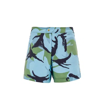 Tom Ford Camouflage Print Swim Shorts In Blue