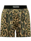 Tom Ford Multicolor Shorts With Patch Logo On The Waist And All-over Leopard Print