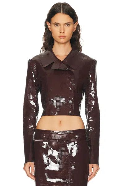 Tom Ford Nappa Double Breasted Jacket In Brown