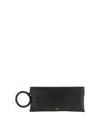 Tom Ford Aura Leather Clutch Bag With Lettering Logo On The Front In Black