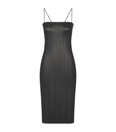 Tom Ford Nappa Leather Embroidered Midi Tube Dress In Black
