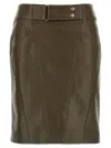 Tom Ford Nappa Midi Skirt With Detailed Stitching In Green