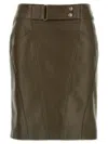 Tom Ford Nappa Midi Skirt With Detailed Stitching In Green