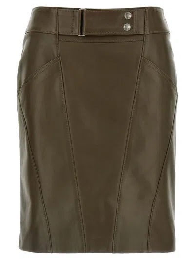 Tom Ford Soft Nappa Leather Mini Pencil Skirt In Brown