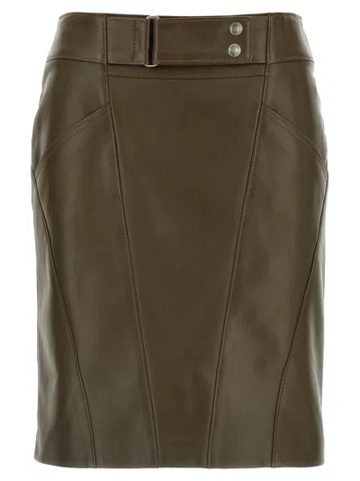 Tom Ford Soft Nappa Leather Mini Pencil Skirt In Brown