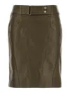 Tom Ford Nappa Midi Skirt With Detailed Stitching In Green
