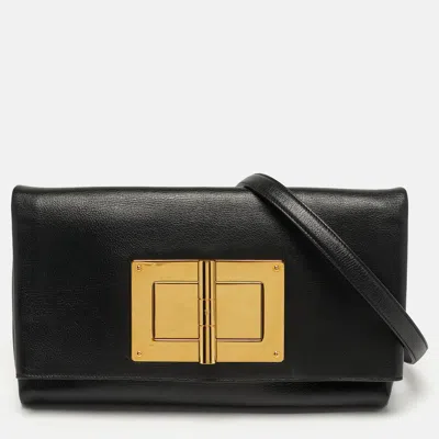 Pre-owned Tom Ford Natalia Convertible Black Leather Clutch