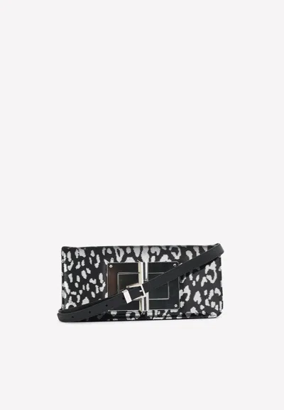 Tom Ford Natalia Leopard Sequined Metallic Clutch In Silver
