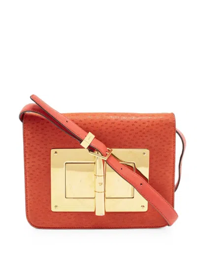Pre-owned Tom Ford Natalia Nubuck Crossbody Bag In Orange