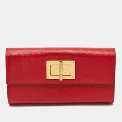 Pre-owned Tom Ford Natalia Red Leather Continental Wallet