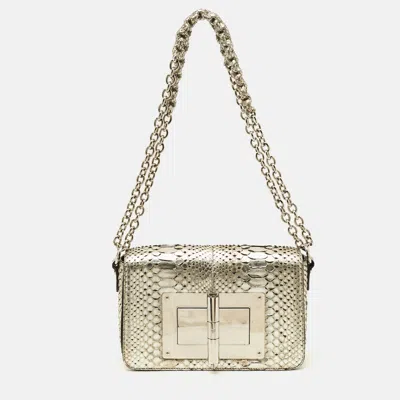 Pre-owned Tom Ford Natalia Silver Python Shoulder Bag
