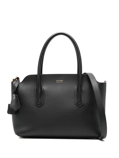 TOM FORD NATURAL GRAIN LEATHER MEDIUM TOP HANDLE,L1891.LCL490G 1N001 BLACK