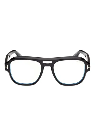 Tom Ford Navigator Pilot-frame Glasses In Black